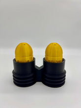Load image into Gallery viewer, 40mm Grenade Salt and Pepper Shaker Set with Duel M203 Barrel Holder